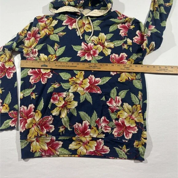 Polo Ralph Lauren Mens Floral Cotton Spa Terry Hoodie Pullover Sweatshirt Blue L - Picture 5 of 13